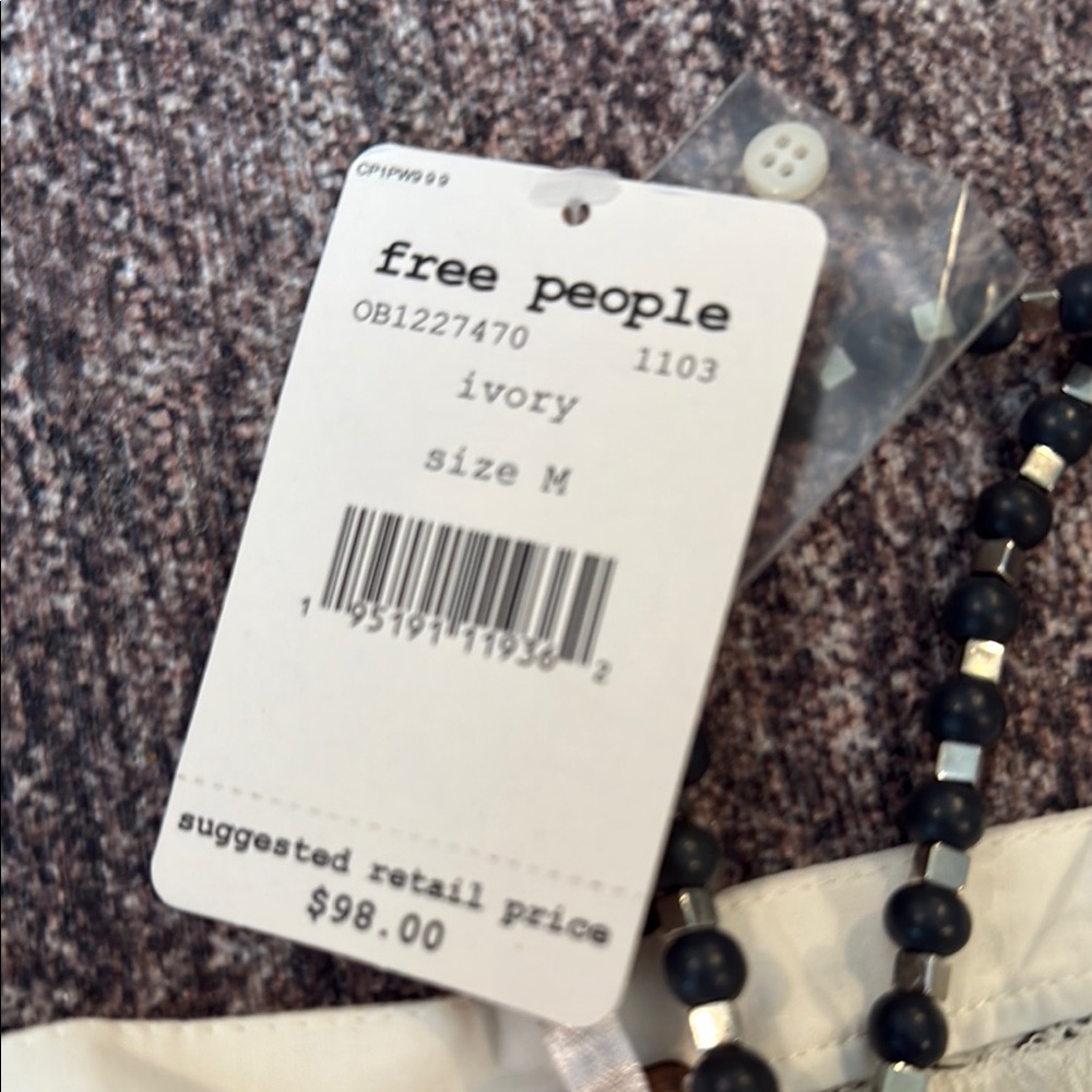 Free People Ivory Blouse with Button Accents - Picture 2 of 2